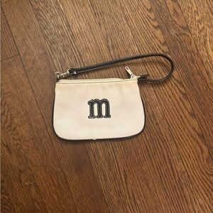 White Wristlet with Black “m” Monogram